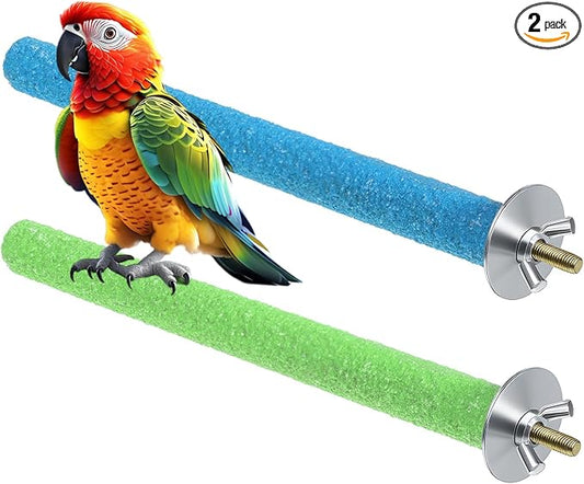 Bird Perches for Cage, 2 PCS Parrot Perch Bird Cage Perch Toy Paw Grinding Stick Cages Wooden Grinding Claw Sticks Sanded Surface Cages Toy for Parakeets Finches Parakeet Toys Birdcage Accessories