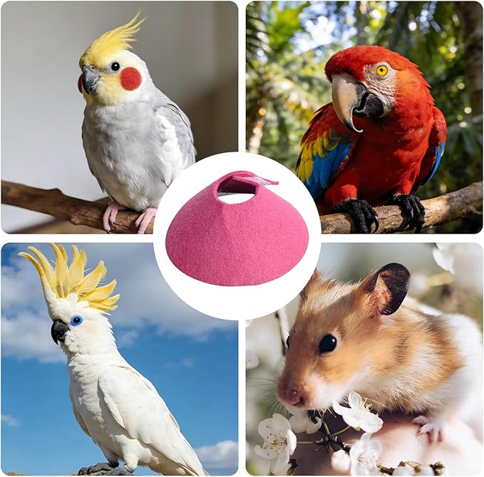 4 PCS Bird Anti-Bite Elizabethan Collar, Recovery Cone Bird Collar,Anti-Grab Feather Plucking Wound Healing Safety Collar, Soft Adjustable Felt Neck Protector for Budgerigar Cockatiel Cockatoo Parrots