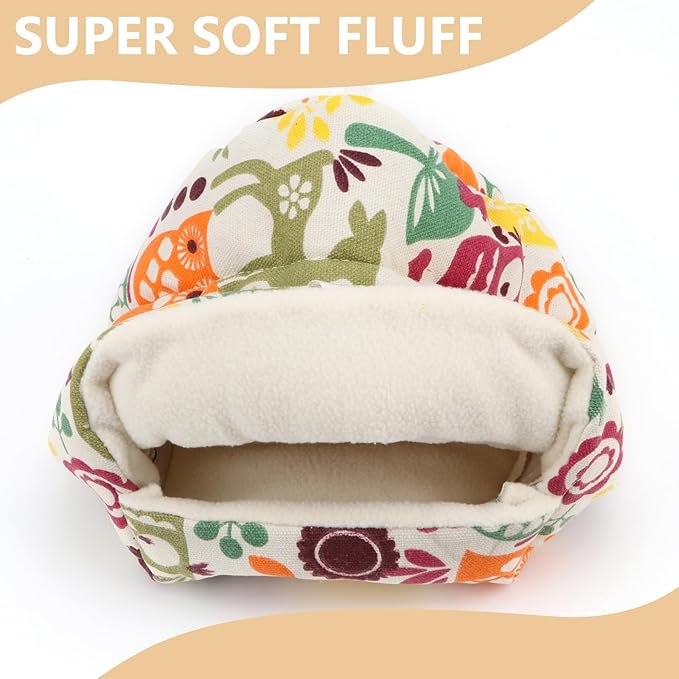 Hypeety Bird Hanging Hammock Nest Parrot Winter Warm Nest House Comfortable Plush Bird Bed for Cage Winter Bird Hideaway Hut for Cockatiels Budgies Parakeets Lovebirds Conures Hamsters (Flower)