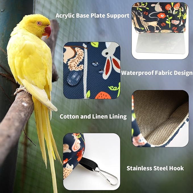ShuRung Parrot Cockatiel Warm House Bird Nest Bed Winter Hanging Hammock Birds Sleeping Bed Parrot Hideway Bed Polyester Fabric for Parrot Parakeet Cockatiels Budgies Lovebird African Grey (L)