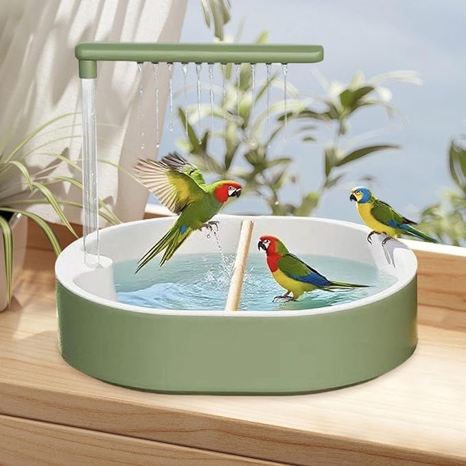 Automatic Bird Bathtub Parrot Bath Shower Versatile Bathing Indoor Easy to Install Parakeet Bath Tub with Parrot Perch, Style A