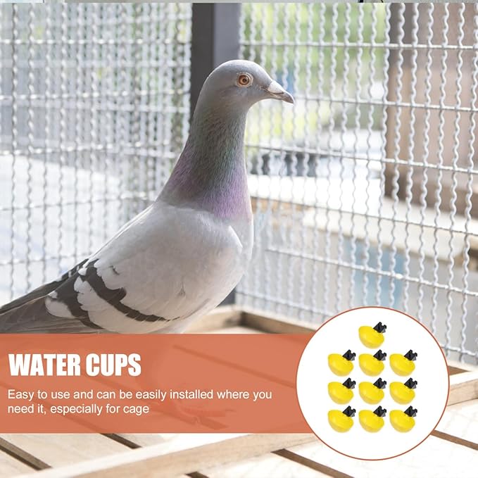 Ipetboom 10Pcs Automatic Bird Water Dispenser Small Pigeon Feeder Quail Chicken Cage Waterer Practical Pet Drinking Bowl 3.54X3.14X1.57In