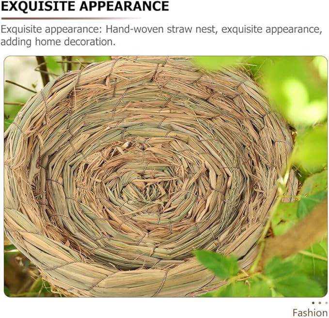 Didiseaon Handwoven Straw Bird Nest for Animals Comfortable Breathable Woven Nest for Parrots Pigeons Easy to Assemble Maintain