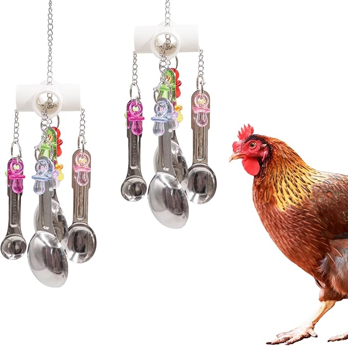2 Packs Chicken Enrichment Toys with Colorful Decor and Shining Bells, Chicken Toys for Coop Accessories, Play Stuff for Chickens to Peck, Poultry Coop Accessories for Chckens, Hens, Ducks, Geese