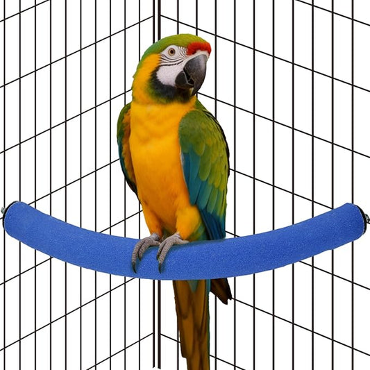 Rypet Parrot Perch Stand Toy Used for Cage Corner for Paw Grinding Clean Stick Exercise, Rough-Surfaced Quartz Bird Perch Standing Cage Accessorie for for Small Parakeets Cockatiel Conures (Blue XL)