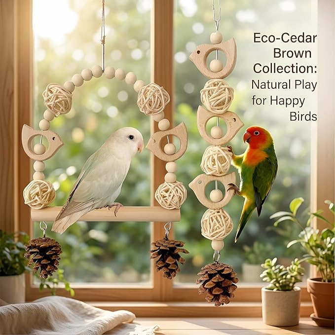 Bird Swing Bird Toys Parrot Toys Parakeet Toys Bird Cage Accessories for Budgerigar, Parakeet, Conure, Cockatiel, Mynah, Love Birds, Finches (B)