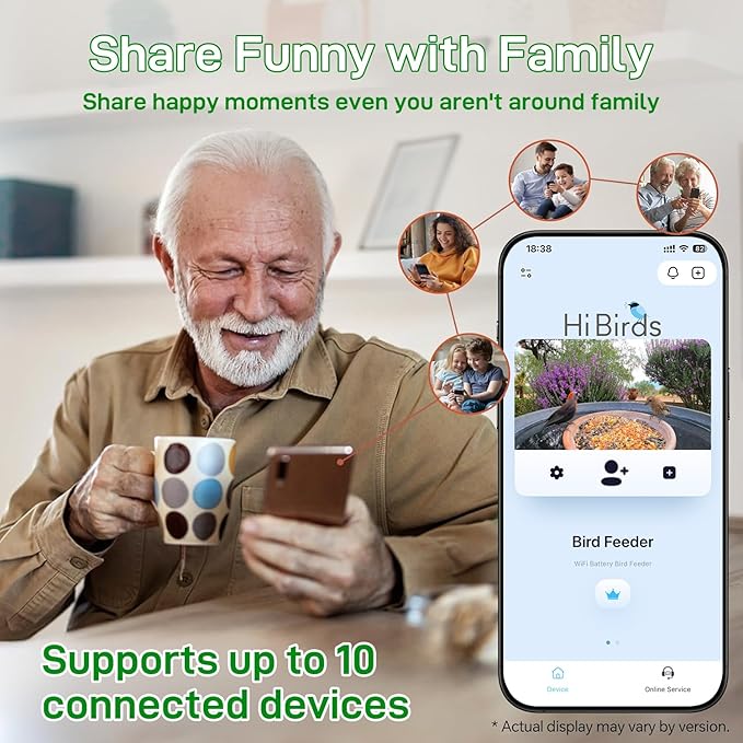 Smart Bird Feeder with Camera Solar Powered, AI Identify +1100 Birds, 2K HD Color Night Vision, Wireless Outside Video Bird House Camera, Family Sharing, Birdwatching Gifts
