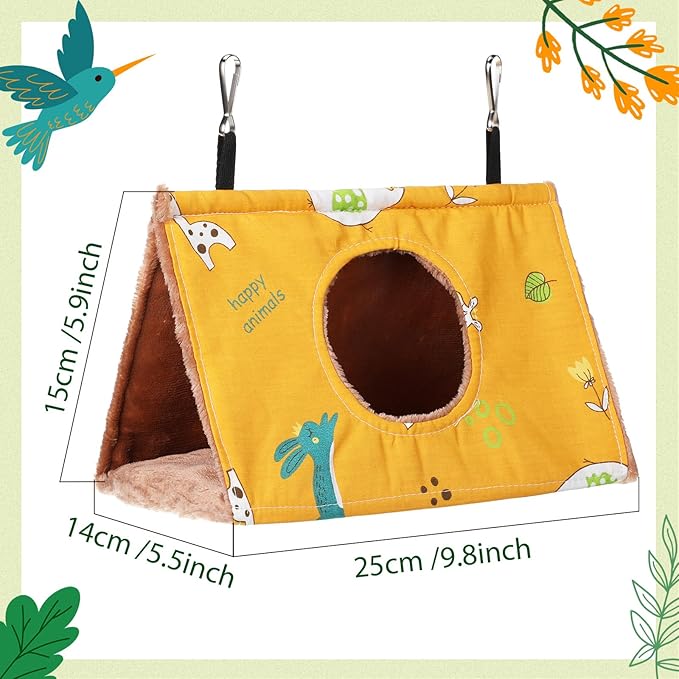 2 Pcs Winter Bird Warm Nest House Bird Bed for Cage, Hanging Hammock, Plush Fluffy Shed Birds Hideaway 9.8 x 5.5 x 5.9 Inch Sleeping Bed Fuzzy for Budgies, Lovebird, Parrot, Parakeets, Cockatiel