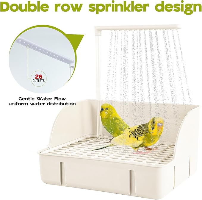 Parrot Bathtub, Large Bird Shower Fountain, Automatic Bird Bath, Parrot Bath Shower, Automatic Bathtub with Circulating Faucet, Indoor Fountain with USB Pump, Green