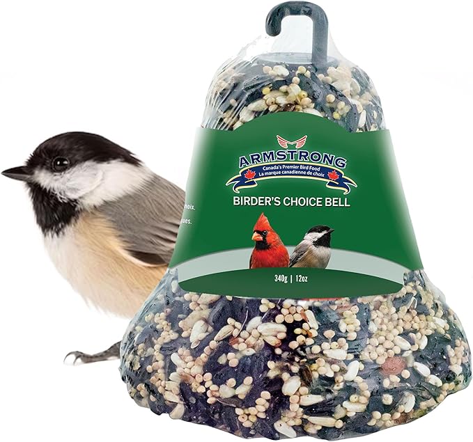 Armstrong Wild Bird Food Birder's Choice Bell, 12 Ounces - Premium High-Energy Treat for Year-Round Songbird Feeding - Easy-to-Hang Suet Alternative