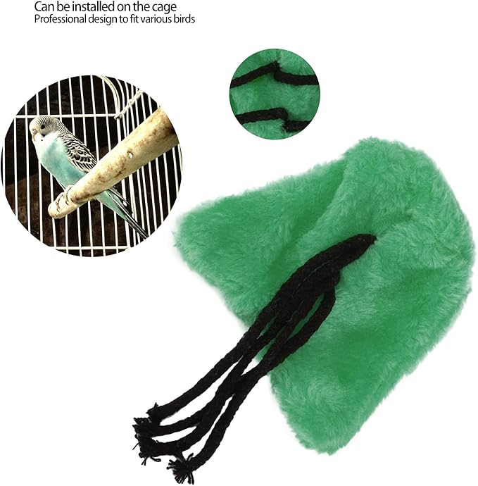 Parrot Warm Plush Fleece Bird Blanket Cuddle Nest Sleeping Nest Birds Cage Hanging Bed House for Parakeet Cockatiel(S Green)
