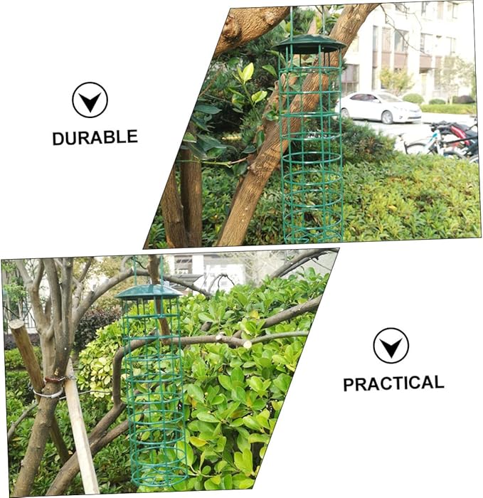 VANZACK 2Pcs Green Outdoor Bird Feeding Tool Hanging Pet Bird Supplies for Garden Courtyards Lightweight and Practical Design for Easy Use