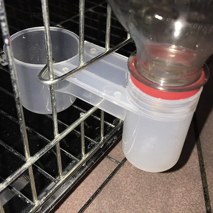 AUEAR, Set of 12 Bird Drinker Feeder Cup Soda Pop Water Bottle Plastic for Pigeons Parrot Chicken Supplies (Clear)