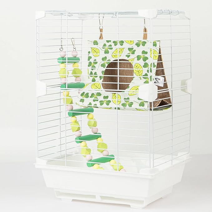 Bird Hut Parrot Bed Hanging Hammock Tent, Summer Breathable Bird Nest Snuggle Hut for Small Parrots, Budgerigar, Parakeet, Conure, Cockatiel, Mynah, Love Birds, Finches (Yellow, S)
