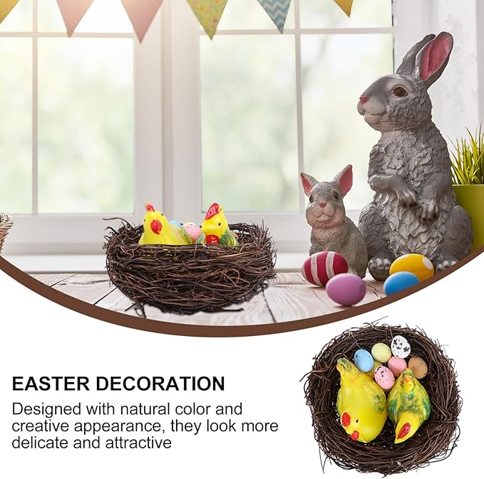 Yardwe Lovely Easter Simulation Eggs for Spring Decorations Bird Nest Eggs for Home Party and Holiday Ornamentation for Easter Celebrations