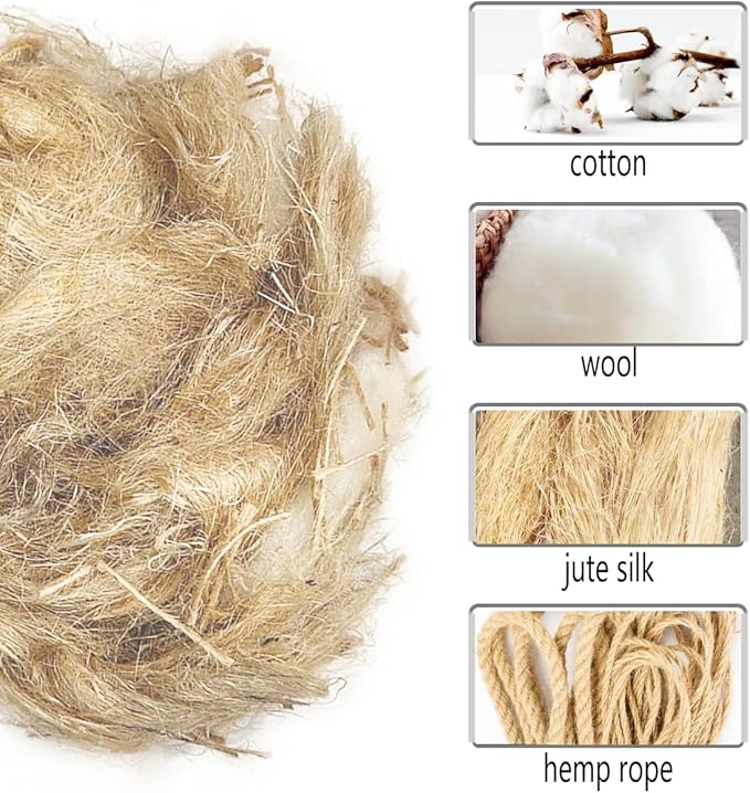Natural Mixing Bird Nesting Materials,4 Kinds of Material Professional Ratio Matching Nesting Material Pads for Bird,Bird Nesting Material for Budgie,Parrot,Finche,Canaries,Other Birds（1.4oz/40g）