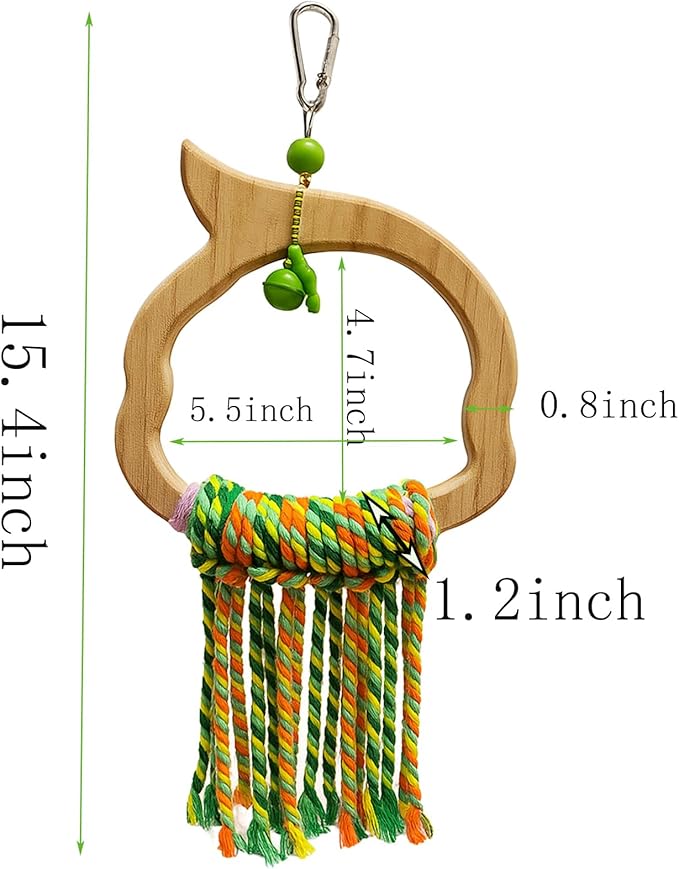 Bird Swing for Conures – Extra Strong Natural Wood and Rope Hanging Toy for Medium-Sized and Small Birds,Cage Perch Accessory for Parakeets,Cockatoos,Parakeets,African Greys,Budgerigar,Lovebird