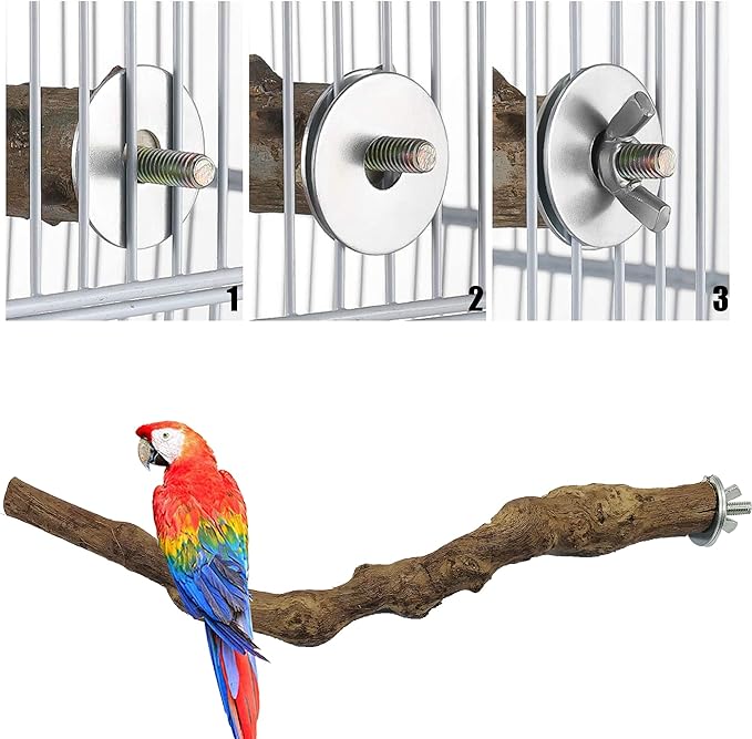 2 PCS Natural Grape Stick Fork Bird Perch Bird Standing Stick Chewing Bird Toys Natural Grapevine Bird Cage Perch for Parrot Cages Toy for Cockatiels, Parakeets, Finches