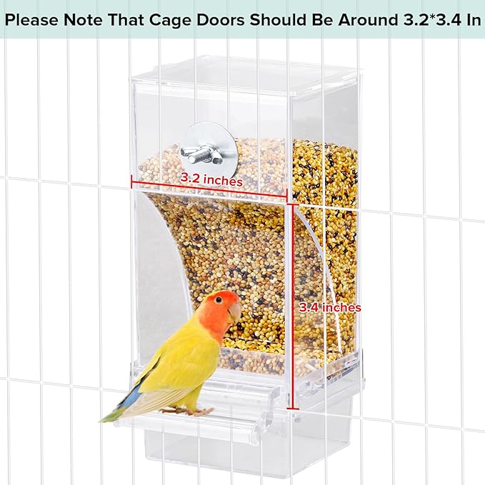 lemtrflo No Mess Bird Feeder Water Dispenser Set, Bird Feeder for Cage, Cage Accessories for Cockatiels, Finches, Budgies and Canaries