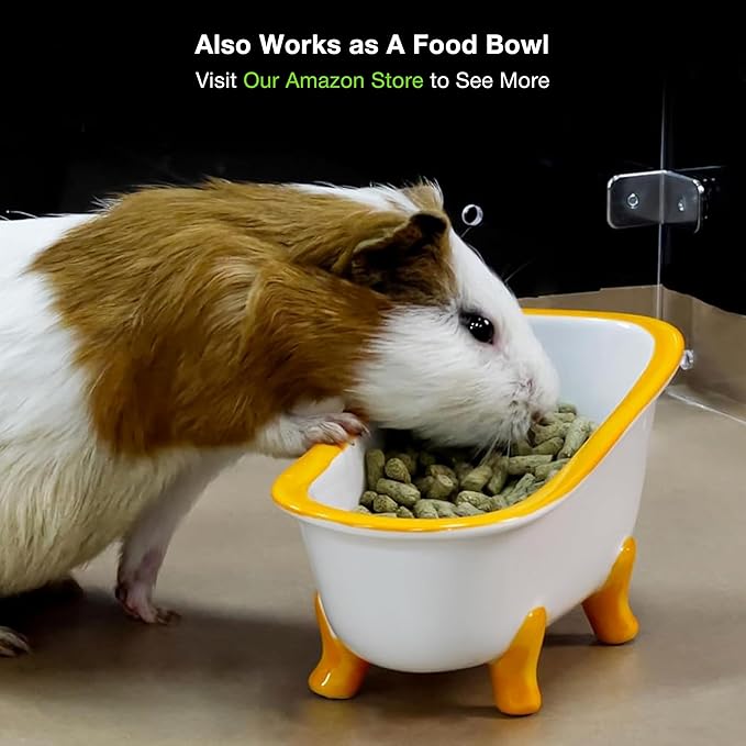 GuineaLoft™ Small Pet Bathtub – Generously-Sized Ceramic Bathtub for Birds' Water Baths or Hamsters' Sand Baths, Also Works as a Food Bowl – Visit the GuineaLoft Store for More