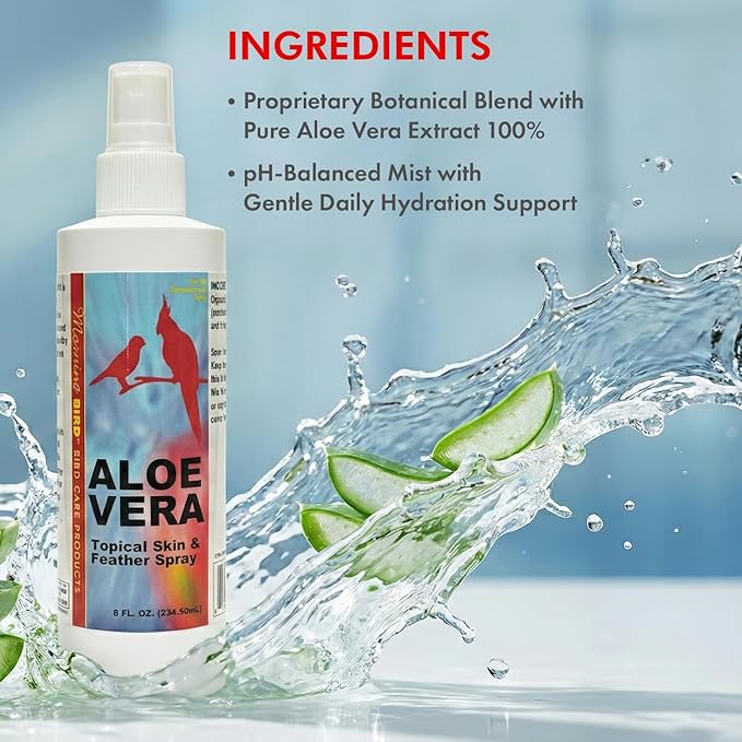 Morning Bird Aloe Vera Spray 4 Fl Oz – Natural Topical Spray for All Birds – Soothes Dry Skin & Supports Healthy Skin – Easy-to-Use Spray Bottle for Gentle Hydration & Skin Relief