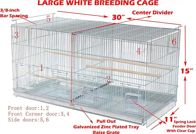 Combo: 4 of Large Stack & Lock Breeder Bird Flight Parrot Cage Breeding Side Nest Box Door Removable Center Divider
