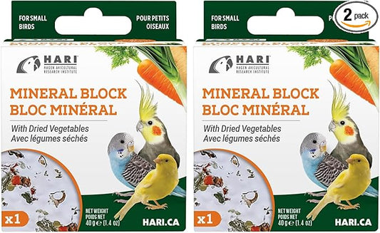 Hari Mineral Block for Birds with Dried Vegetables, Calcium Supplement Bird Treat (Pack of 2)