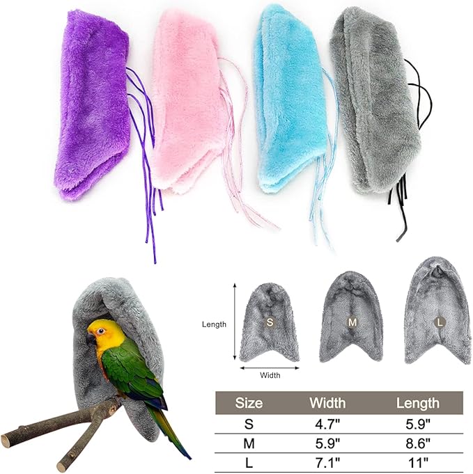 Suxgumoe Comfort Corner Fleece Bird Blanket, Bird Parrot Nest Hanging Toy, Warm Bird Nest for Cage, Hanging Hammock Toy for Parakeet Cockatiel Pigeon (Small, Pink)