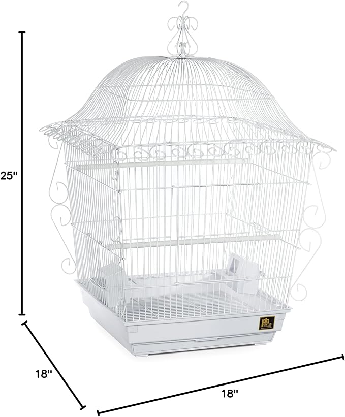 Prevue Pet Products Scrollwork Bird Cage - Compatible with Stand, Vintage Design, Room for Accessories, Play, and Perches, Bottom Grille & Drawer Slide Out for Easy Cleaning - White