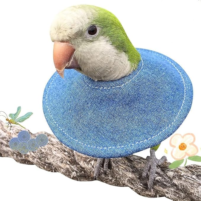 Adjustable Bird Collar - Recovery Collar Parrot Elizabeth Collar for Feather Plucking Feather Protector Shield with Soft Padded Cotton Neck Cone Anti-bite Anti-Licking Wound Healing (5XL,Blue)