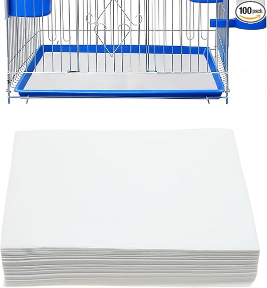 100 Sheets Bird Cage Liner Papers, Disposable Bird Cage Paper Liners, Cuttable Pet Animal Cages Cushion, Precut Absorbent Bird Paper for Bird Parrot Small Animal, 5.9 x 8.66’’