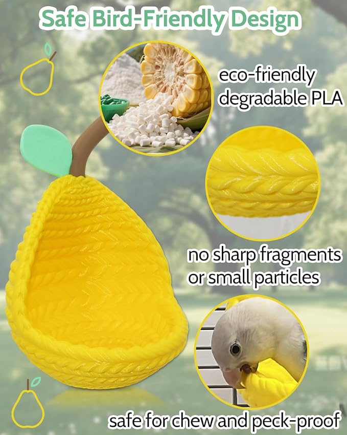 Eco-Friendly Bird Bed for Cage with Cotton Pad, Parakeet Nest with Quick-Release Buckle for Easy Clen, Cute Pear-Shaped Bird Hammock with Airy View for Small-Sized Birds Like Lovebird Canary Budgie