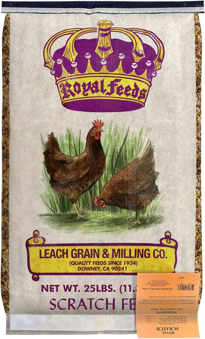 LEACH GRAIN & MILLING CO. Chicken Scratch 25 Lbs, Natural Chicken Treats for Laying Hens - Healthy Whole Grains, Chicken Food and Supplies for Daily Energy, Growth & Digestive Health