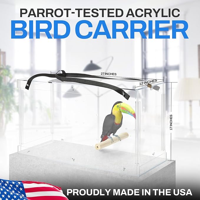 PENNZONI Macaw Acrylic Carrier, Large Bird Carrier, Crystal Clear Acrylic Bird Carrier, Bird Travel Carrier, Acrylic Bird Transporters