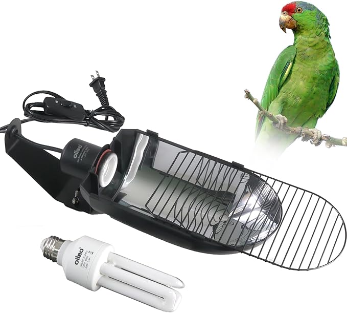Bird Cage Light Fixture Combo Kit, AvianSun Lamp Hood with 2.4% UVB UVA 20W Compact Fluorescent Bulb for All Kinds Captive Birds