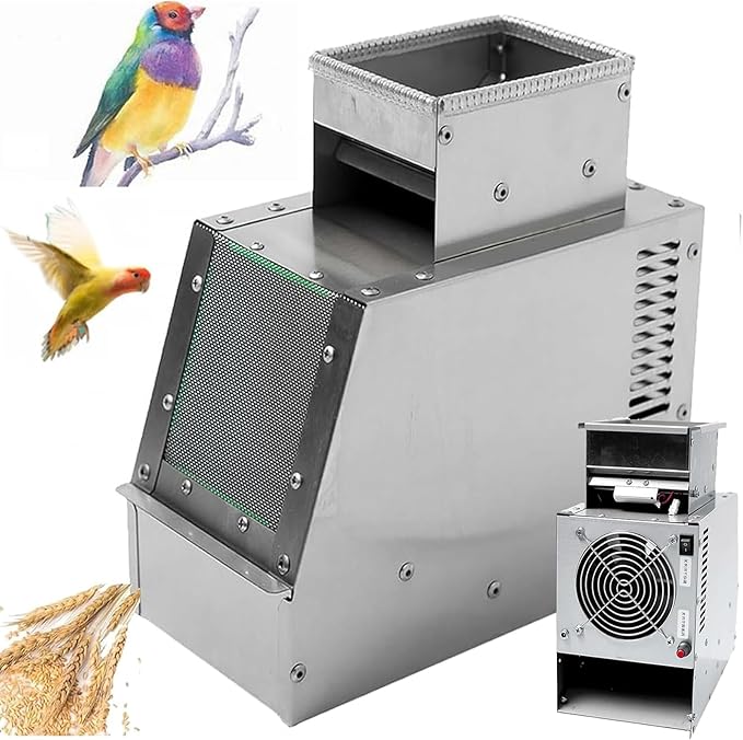Cereals Blown Shell Splitter, Bird Feed Grain Thrower Wind Sheller, Bird Food Blowing Screening Grain Cleaning Winnower Machine, 2 Gear Adjustable Speed Fan, 60-80 kg/Hour Small