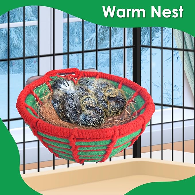 KATUMO Bird Nest, 5.3in Cockatiel Breeding Nest Parakeet Bed with Natural Coconut Fiber Bedding for Budgie, Parakeet, Cockatiel, Conure, Lovebird, Canary, Finch, Small Birds
