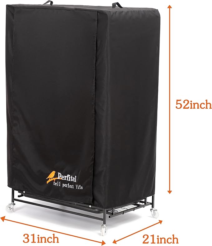 Universal Large Bird Cage Cover(Black) Good Night Black-Out Birdcage Cover Durable Breathable Washable Material (31 * 21 * 52)