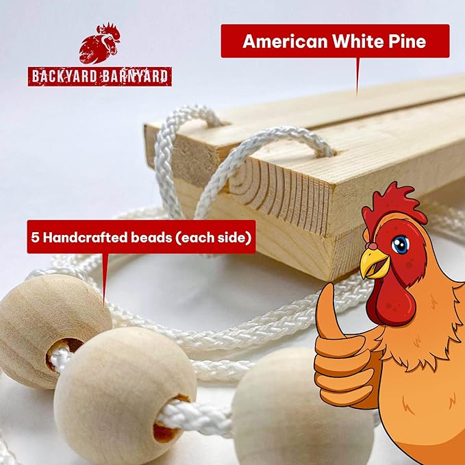 Chicken Swing Toy for Coop Handmade in USA!!! Natural Safe Wooden Accessories Large Durable Perch Ladder for Poultry Run Rooster Hens Chicks Pet Parrots Macaw Entertainment Stress Relief for Birds