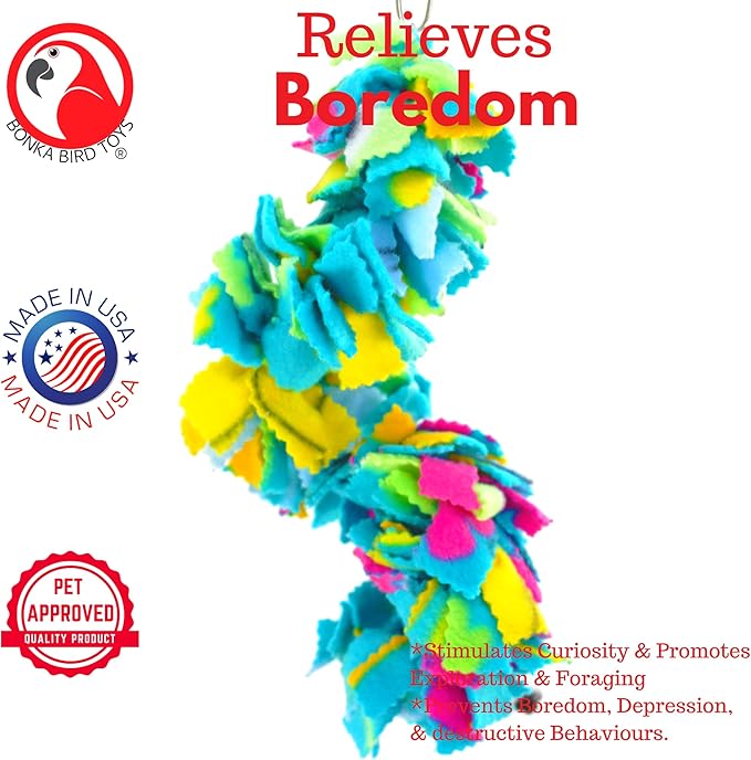 Bonka Bird Toys 1796 Twist Fluff Colorful Fleece Fluffy Cuddle Parrot Cockatoo African Grey Quaker
