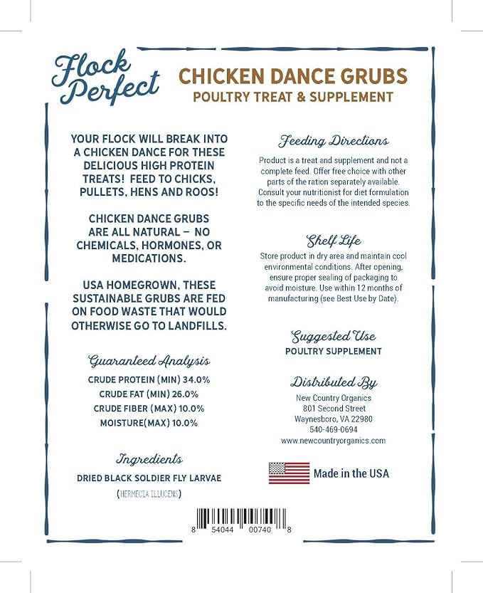 New Country Organics | Flock Perfect Chicken Dance Grubs for Chickens | 3.5 lbs