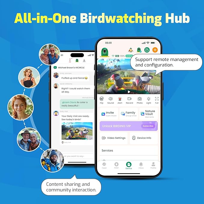Smart Bird Feeder with Camera – 2K HD, Free Lifetime AI Bird Identification, Solar Powered, Motion Alert, 2.4GHz WiFi, Dual Seed Compartments – Outdoor Bird House Camera for Bird Lovers