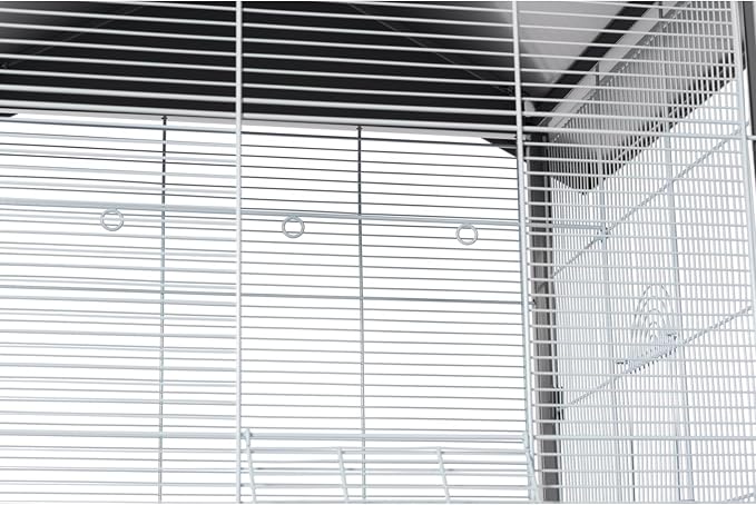 Prevue Pet Products Aviary Large Flight Cage - Powder‑Coated Standing Metal Bird Cage with Wheels, Perches, Feeders & Removable Tray, Ideal for Parakeets, Cockatiels, Canaries & Small Birds - Grey