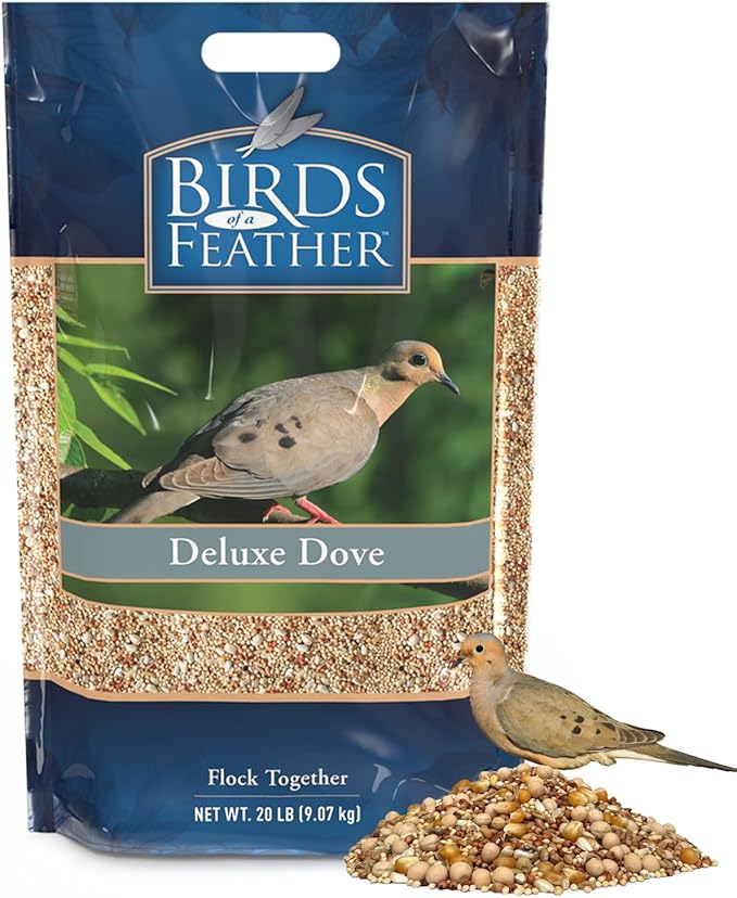 Brooks Brand Birds of a Feather Deluxe Dove Food, Pigeon Food, Mourning Dove Outdoor Bird Seed, Dove Bird Seed, Comida para Palomas, Made in USA (20 Pound (Pack of 1))