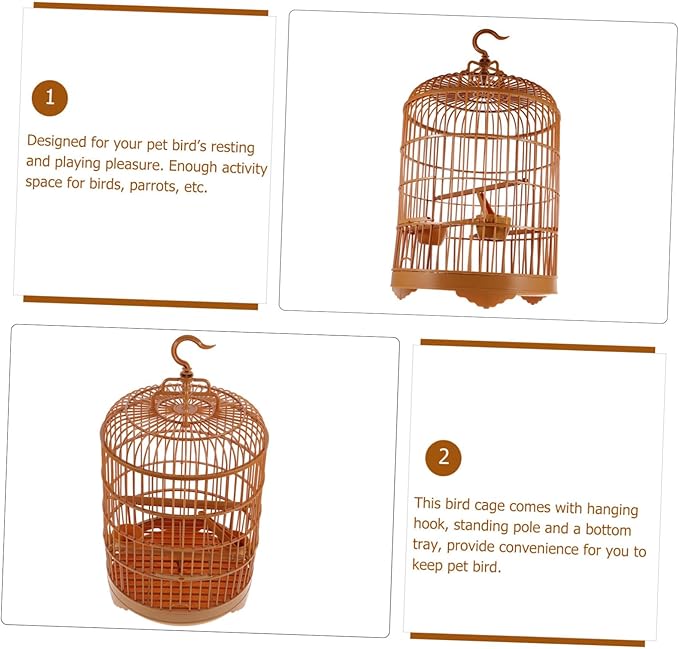 POPETPOP 1set Round Plastic Bird Cage for Parrots Cockatiels Lovebirds Easy Spacious Design for Pet Birds and Decorative Cage