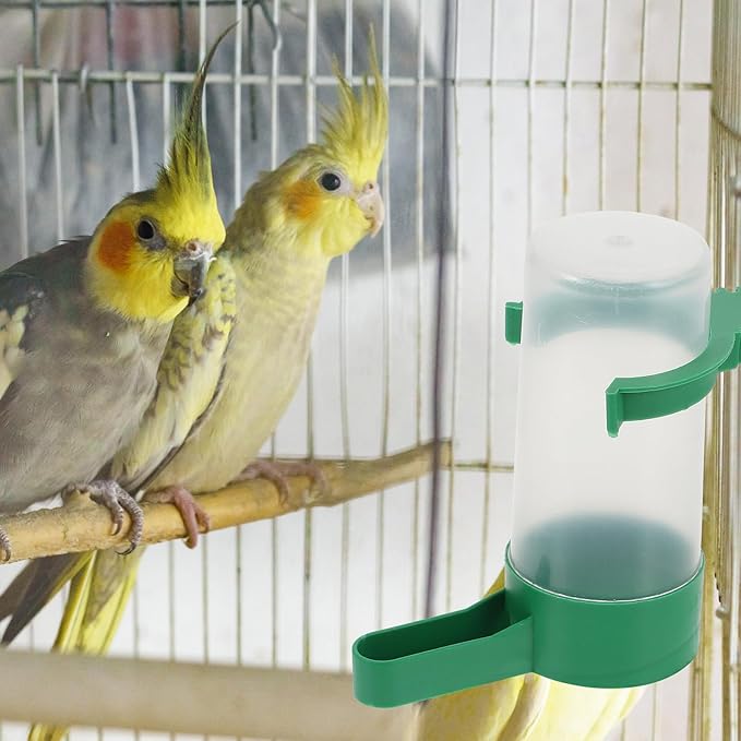 VILLCASE Parakeet Water Dispenser, Plastic, Easy to Install, Transparent, Suitable for Multiple Birds