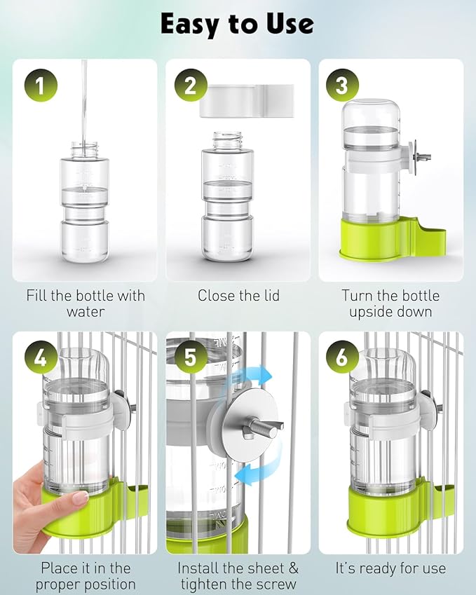 Pawfly 2 Pcs Bird Water Dispenser, Automatic Bird Water Feeder, Plastic Bird Cage Water Dispenser, White&Green Parrot Waterer for Parakeet Cockatiel Budgie Lovebirds (Not Fit for Food Feeding)