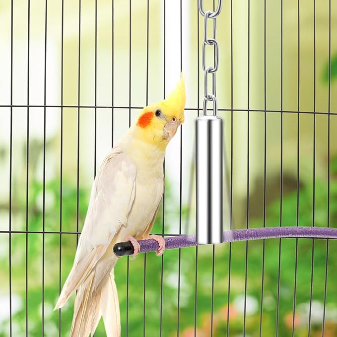 Wontee Stainless Steel Bell Toy Bird Cage Hanging Bite Toy for Parrot Parakeet Budgie Cockatiel Conure African Greys (S)