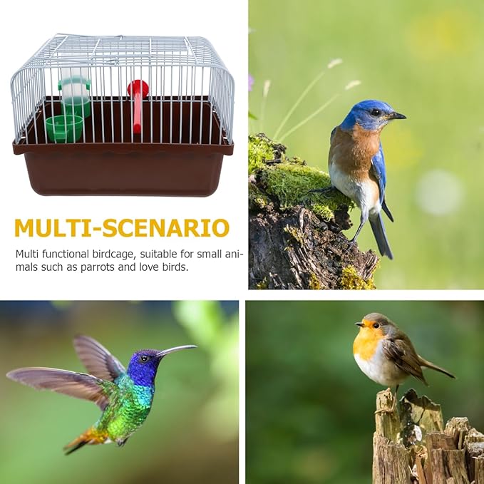 BESPORTBLE Portable Bird Cage for Lovebirds Spacious Travel Carrier with Perch Food Box Waterer Lightweight Convenient Cage for Parrots Small Pets for Outdoor Use