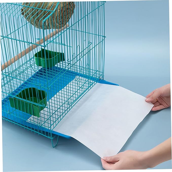 100Pcs Bird Cage Liner, Non-Woven Fabric Cage Liner 6x8.6 Rectangle Cage Liners Precut Absorbent Cushion Pad Mat Bird Cage Accessories for Pet Bird Parrot